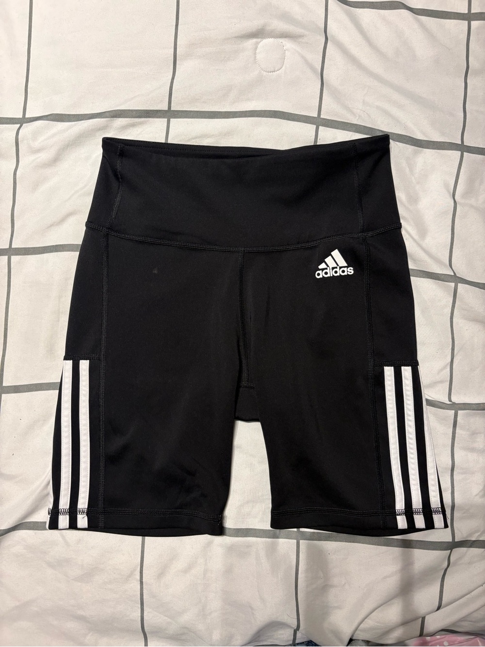 Adidas Black High-Waist 3-Stripe Bike Shorts